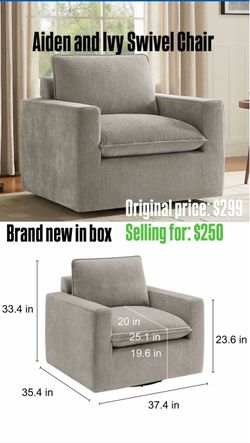 Aiden and Ivy Swivel Chair – Brand New
