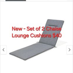 New - Set Of 2 Grey Chaise Lounge Cushions $40