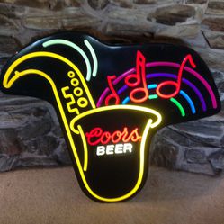 Coors Beer Saxophone sign     Light Up Your Night 🎉🎶