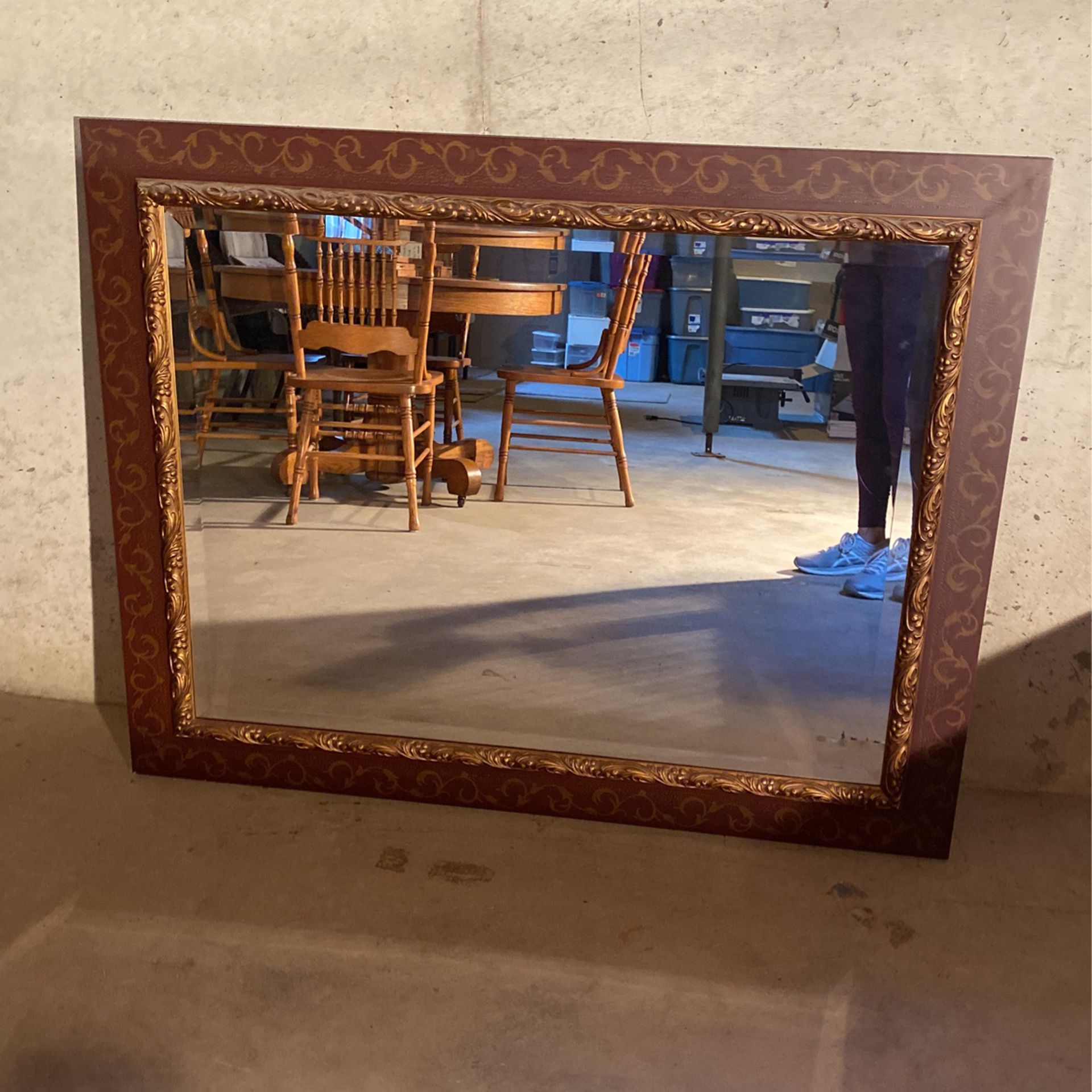 Large Beautiful Wall Mirror In A Gold Enlay Frame  Size Is 60”x80”