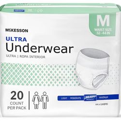 McKesson Ultra Adult Incontinence Underwear, [80 Count], Heavy Absorbency, Medium, 32-44 in. Unisex Bladder Leak Protection, Pull-On Style with Tear-A