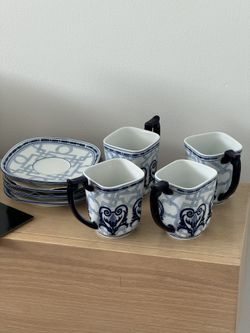 Vintage BOMBAY Coffee Tea Cups And Saucer Plate