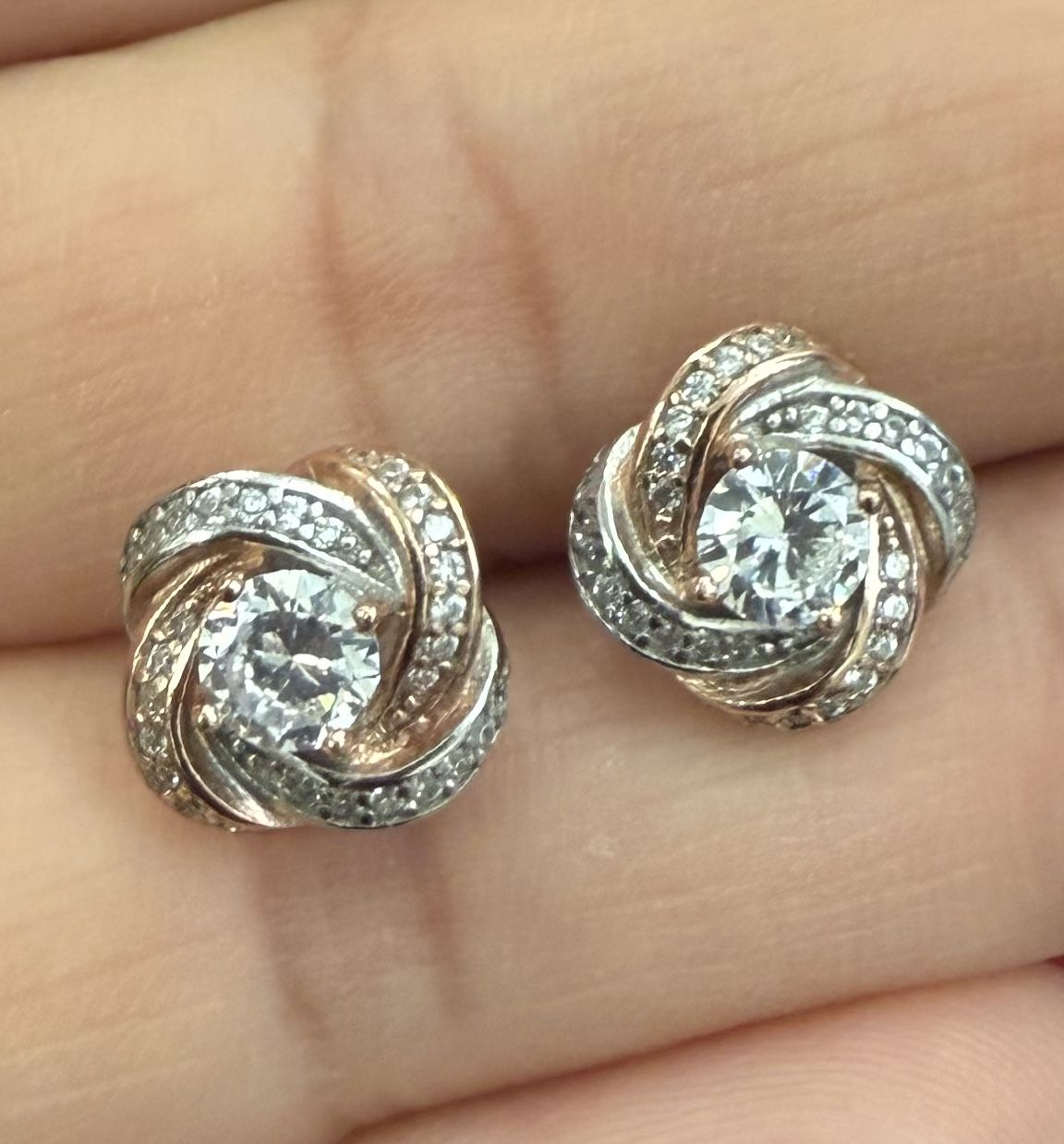 Silver With Rosegold Earrings