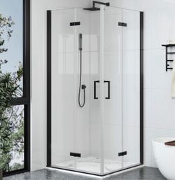 Findepot Corner Shower Enclosure Kit 34" X 34" X 72" - Matte Black