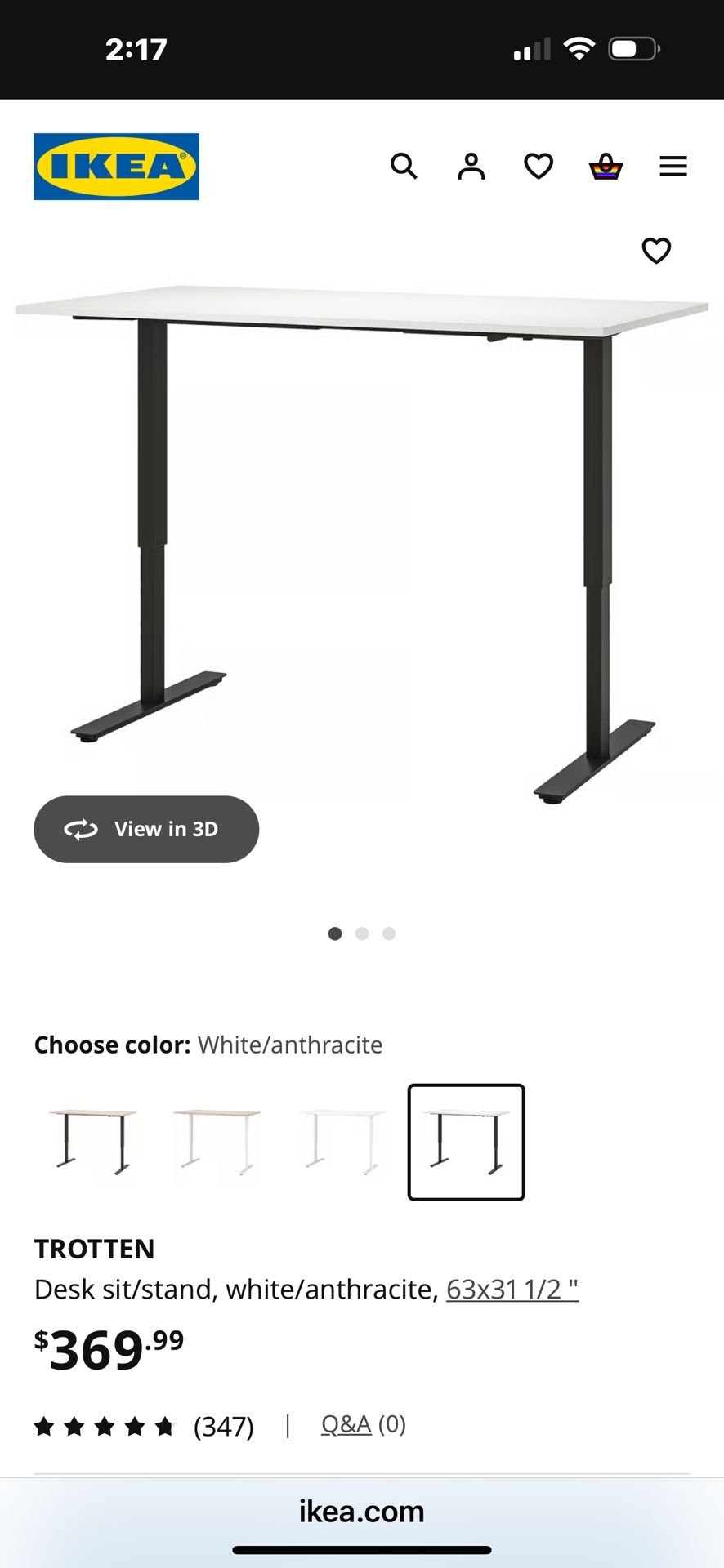 TROTTEN Desk sit/stand, 63x31 1/2 "
