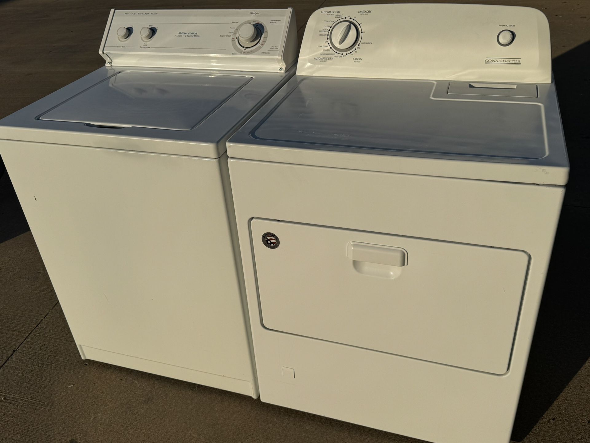 Combo whirlpool washer and conservator dryer heavy duty super capacity working perfectly with no warranty extra for delivery same day delivery and i