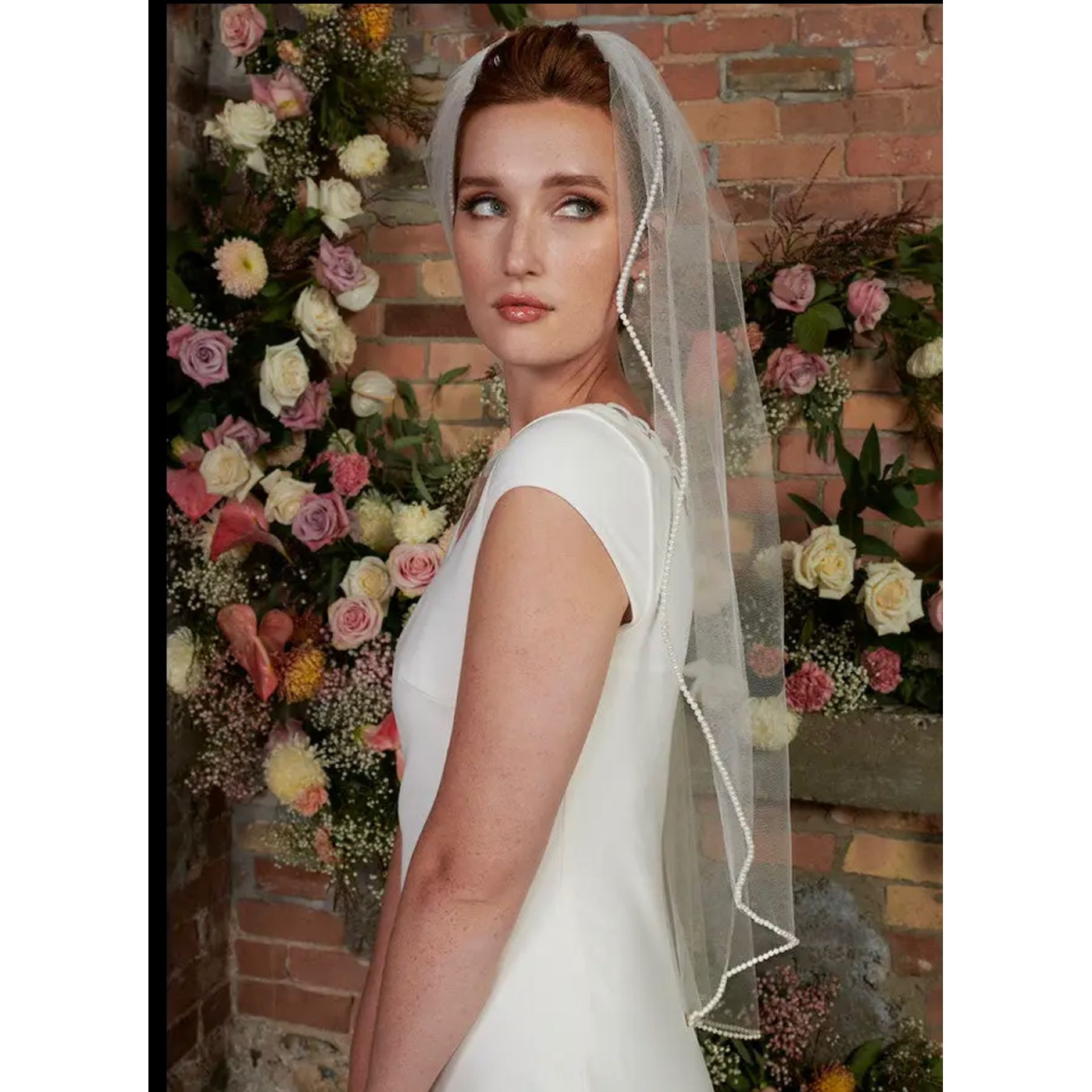 Bridal Pearl Beaded Edge Veil