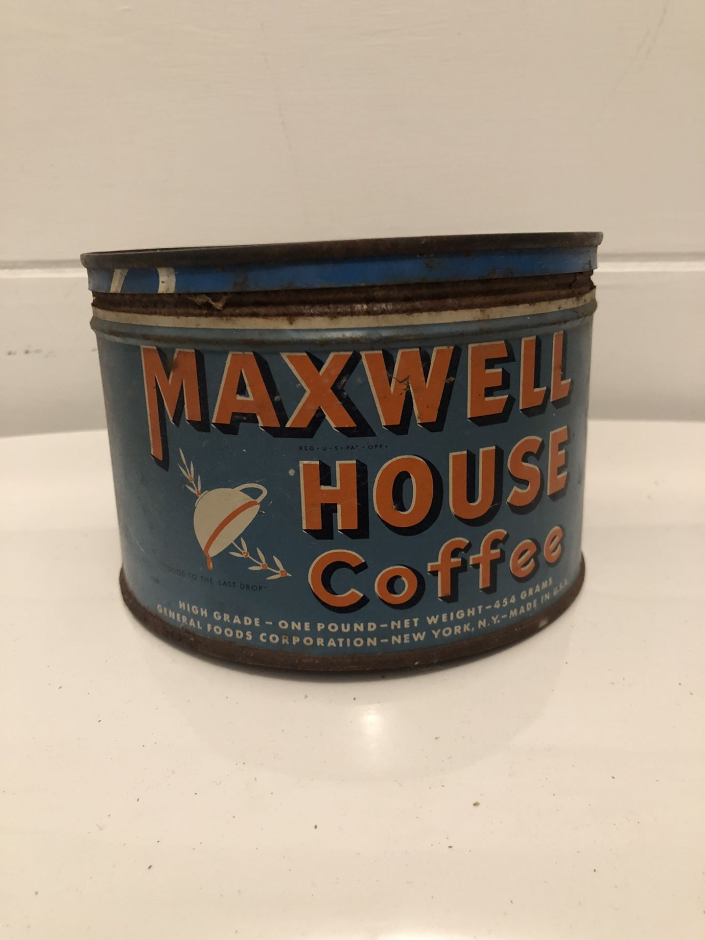 1950-1960’s Old Maxwell House Coffee Can; cool décor Art Deco
