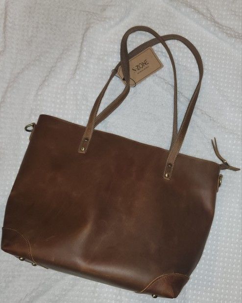 S Zone Leather Shoulder Bag NWT