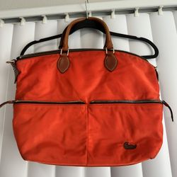 Dooney & Bourke Large Orange Nylon Pocket Satchel, Excellent Condition