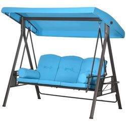 Outsunny 3-Seat Outdoor Porch Swing Chair with Adjustable Canopy