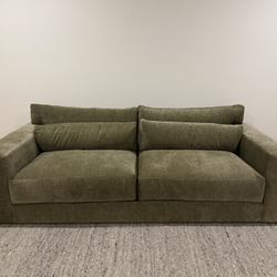 Crate & Barrel Retreat Sofa 94” Doux Fabric in Olive Green $2299
