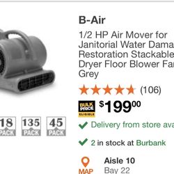 1/2 Hp Air Mover Commercial Floor Fan