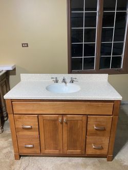 48” bathroom vanity with countertop and faucet