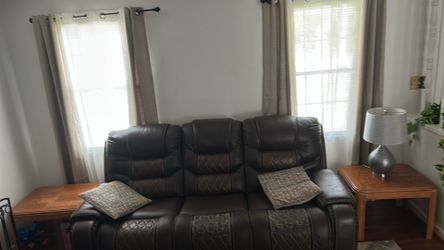 3 seat recliner brown leather sofa