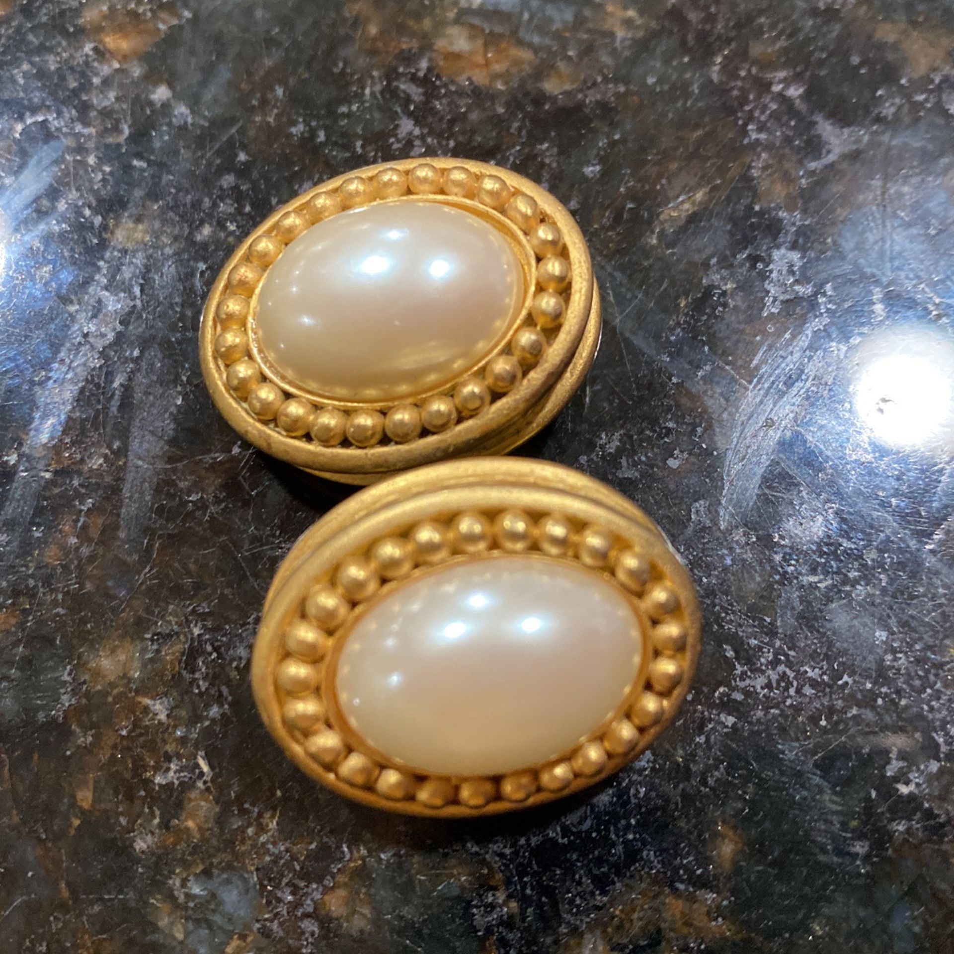 Chunky Pearl & Gold Clip Ons