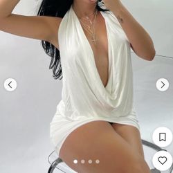 White Halter Dress