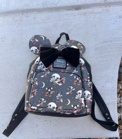 Loungefly Disney Grey Mickey Vampire Minnie Witch Halloween Mini Backpack