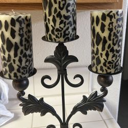 Iron Fleur Di Li Candle Holder With Candles