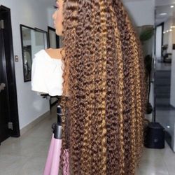 40 Inches 13x6 250% Density 4/27 Highlight Ombre Lace Front Wig  Deep Wave HD Transparent Lace Frontal