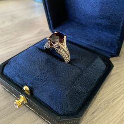 Le Vian Chocolate And White Diamond Rose Gold With 3 Carat Garnet Center Stone