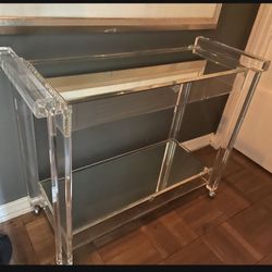  Vintage Mid Century Modern 70s Lucite Double Mirrored Entry Console 