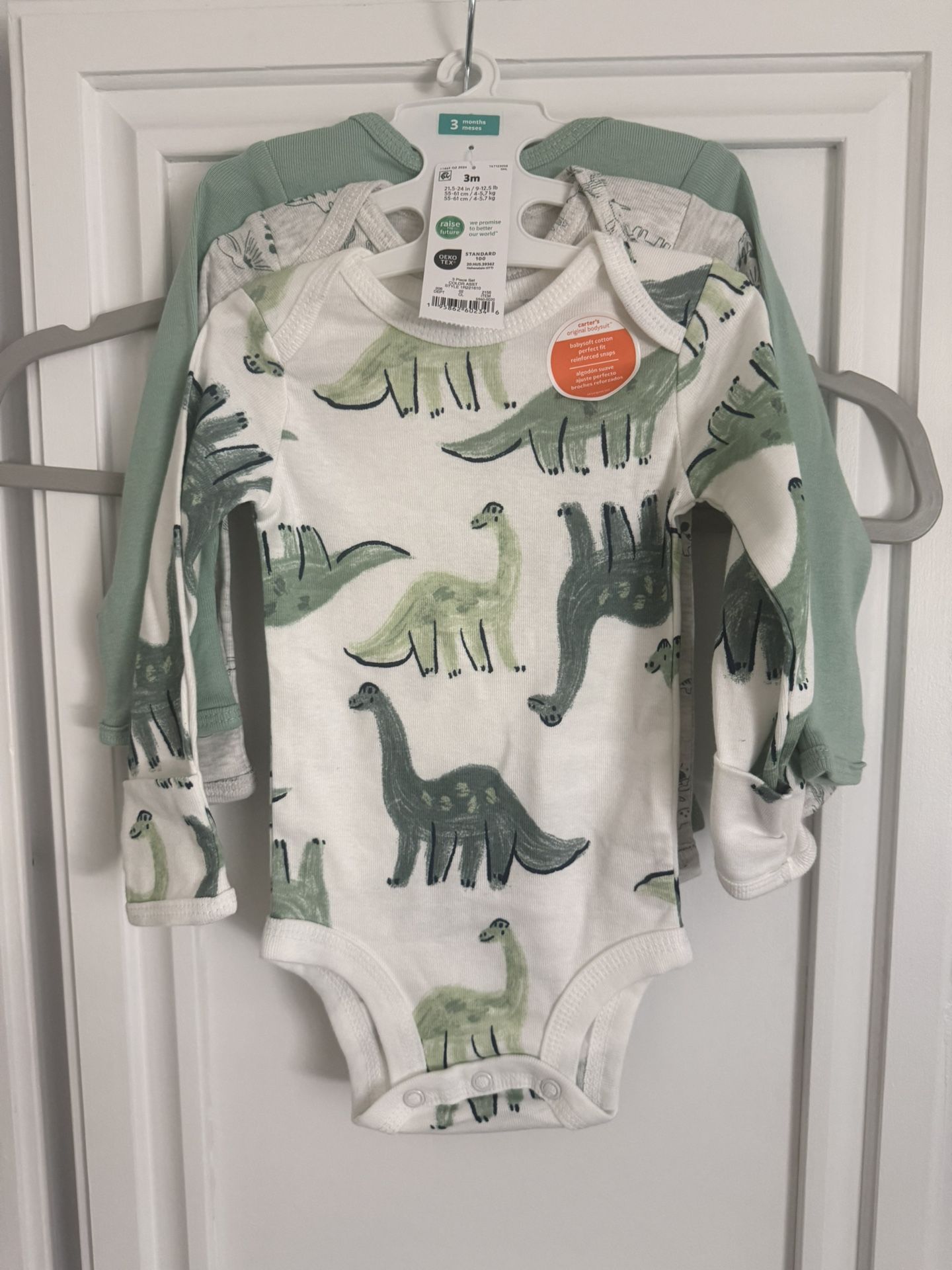 Carters Baby Boy Dino - 3 Long Sleeve -3 Months- NWT Baby Shower Gift