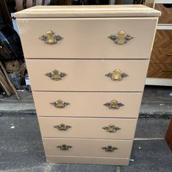 Vintage Solid Wood 5 Drawer Dresser