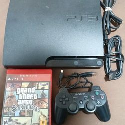 Playstation 3 PS3 Slim Console With Controller And Game.  Works 