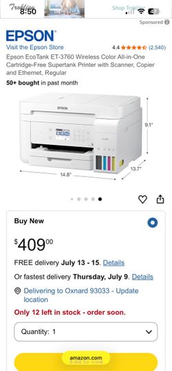 Epson EcoTank ET-3760 Wireless Color All-in-One Printer