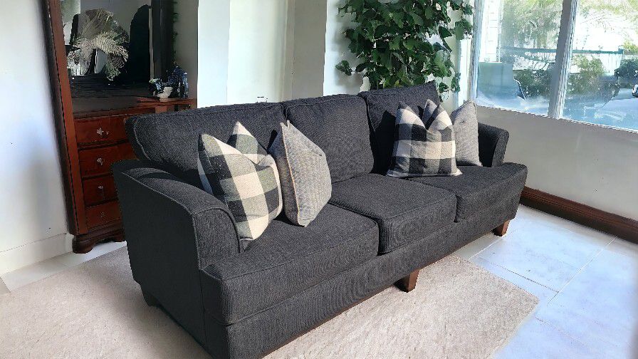 Hughes Furniture Cloth Sofa - Black (DELIVERY AVAILABLE)