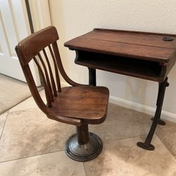 Antique Child's Classroom Chair and Desk