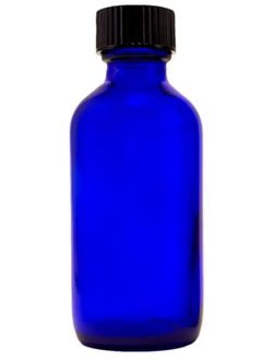 Cobalt Blue Glass Boston Round Bottle with Cap - 0.5 Oz. 