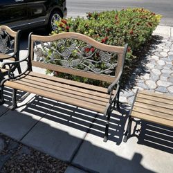 Vintage Outdoor Set - Bench, Chair, Side table - BERKELEY FORGE - $120 