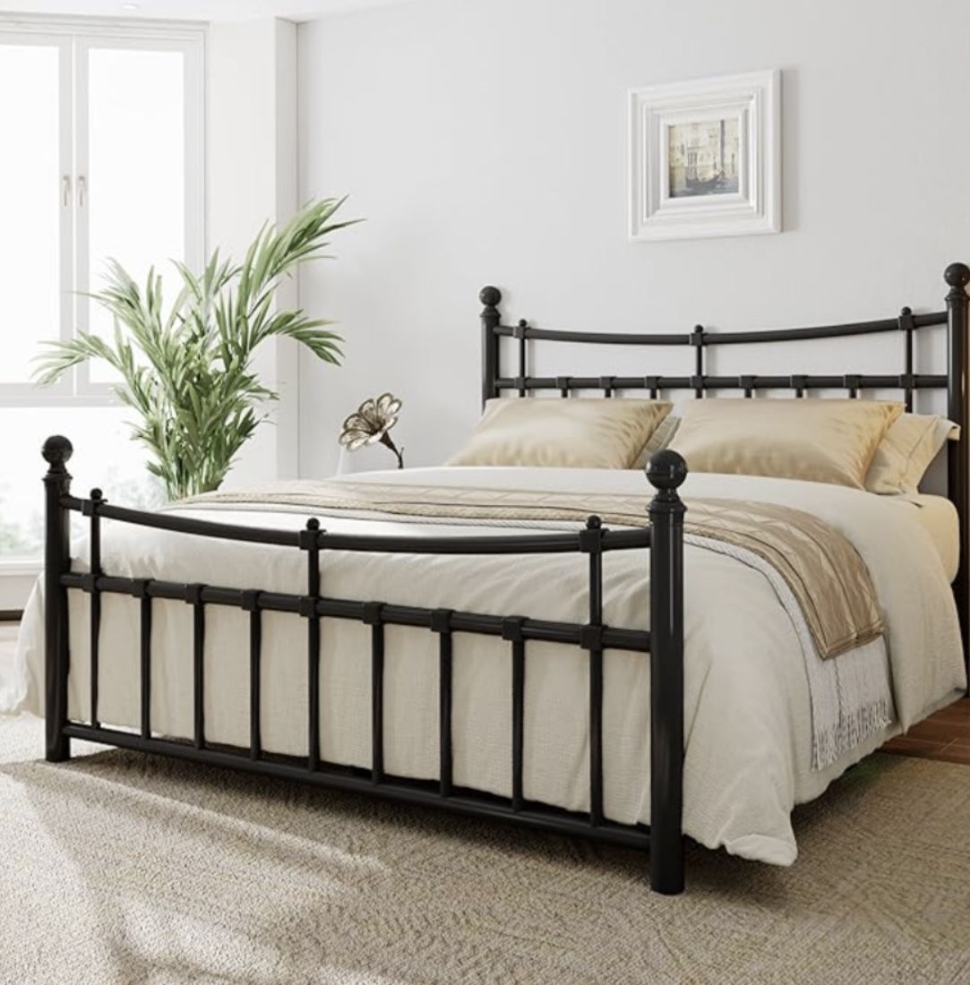 Metal bed frame size full with 2 inch box spring and Size full mattress