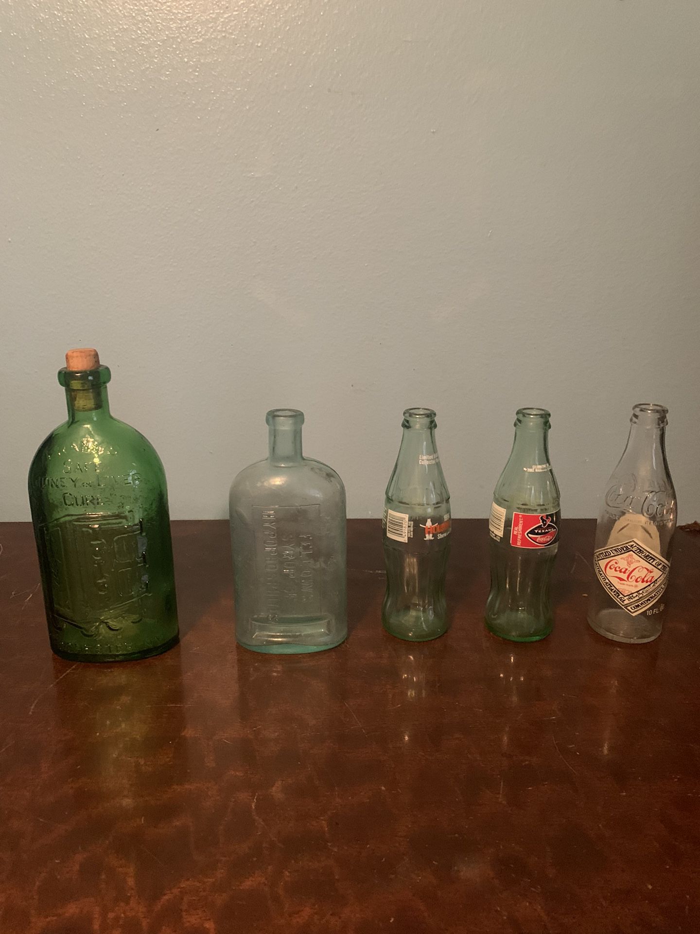 Lot of 5 Vintage and collectible glass bottles