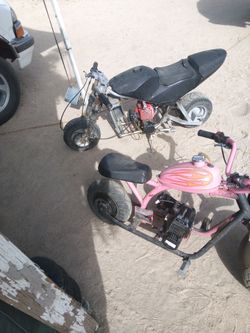 49 cc mini crotchrocket and little Pink chopper