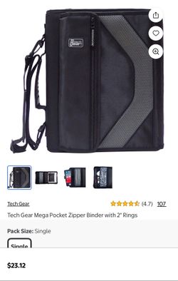 Brand NEW Tech Gear Mega Pocket Zipper Binder with 2" Rings