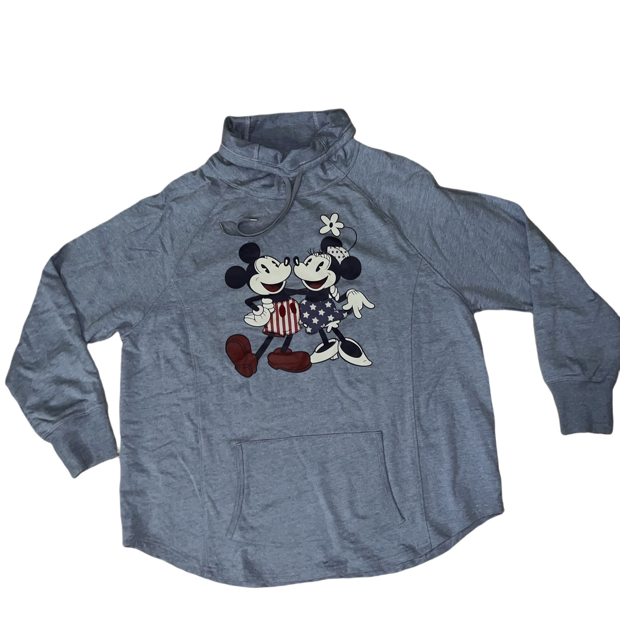 Disney Parks Authentic XXL Mickey & Minnie Patriotic Mock Neck Sweatshirt NWT