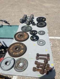 Olympic weight plates and dumbbells 290lbs  total for $100