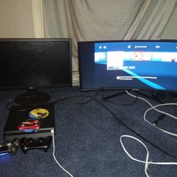 PlayStation 4 Slim  And A LG Monitor And A 120fps-200fps Monitor Called Viotek. 