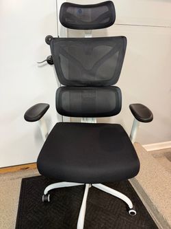Brand New Black/White Mesh Tall Back Ergonomic Office Chair w/Adjustable Arms & 3D Lumbar Support