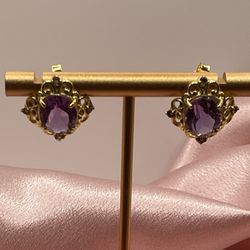 Sterling Silver Gold Vermeil Amethyst & Tanzanite Earrings