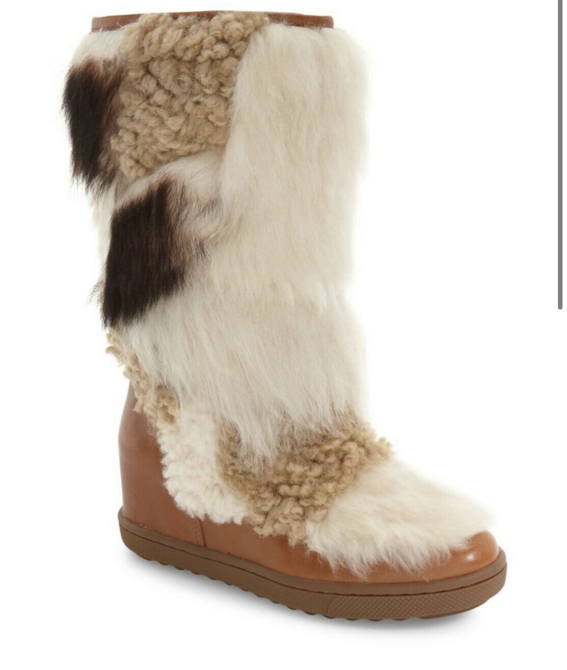 Coach Women’s Mortion CALF/SHEARLING MIX SADDLE/NATURAL MLT Q8866