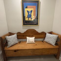 Circa 1800 Irish Pine Bench with storage