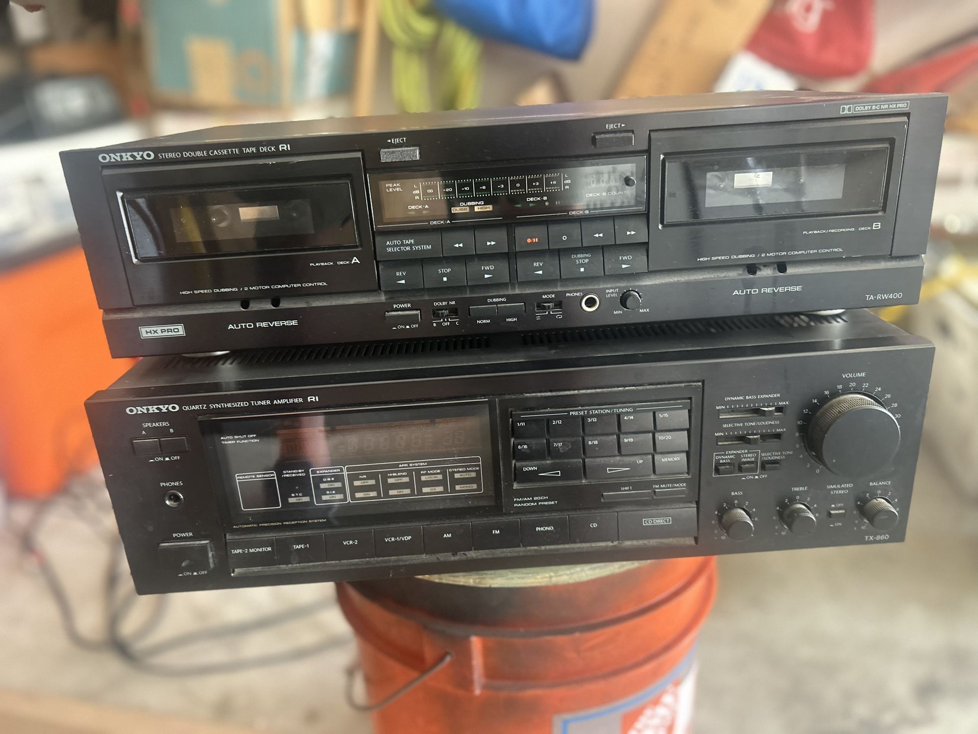 Onkyo AM/FM Receiver & Onkyo Dual Cassette Deck w/Remote
