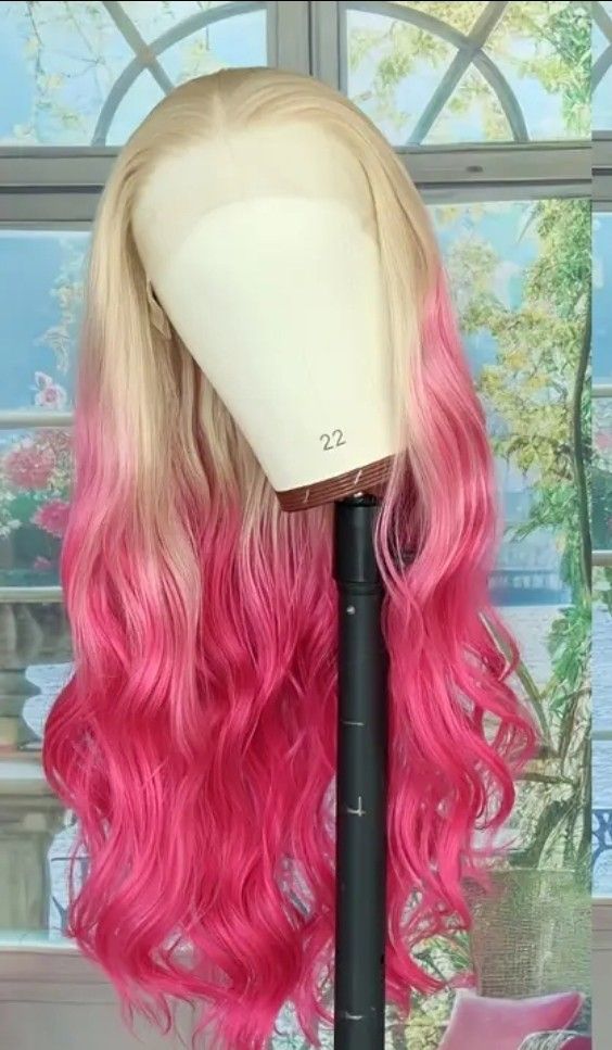 28 inch Ombre Pink Body Wave Glueless Wig