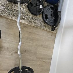 2pc. Curl Bar with 6 weights