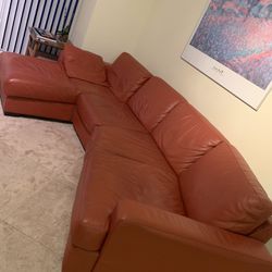 100% Italian leather Sofa Sectional Couch Brown EXCELLENT 