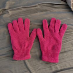 Pink Knit Gloves 